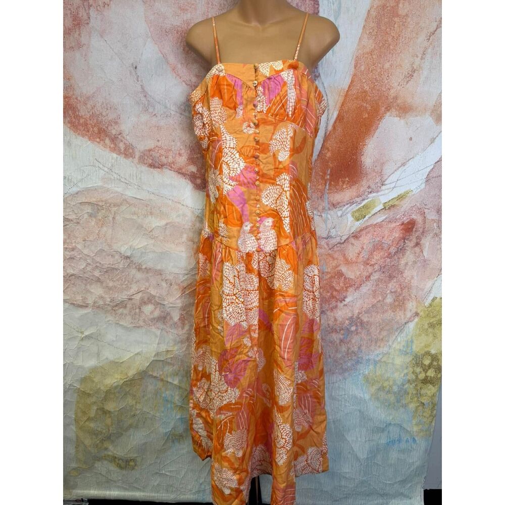 Anthropologie Farm Rio Linen Blend Strapless Drop-Waist Maxi Dress - Picture 5 of 8